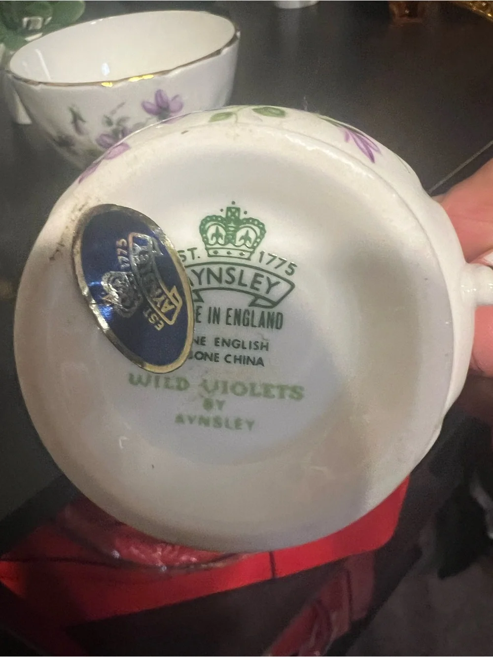 England Floral Bone China Creamer and Sugar Bowl - Purple Flowers